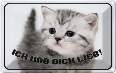 Produktbild von vianmo Blechschild 12x18 cm Katze ich hab dich lieb Tier Haustier