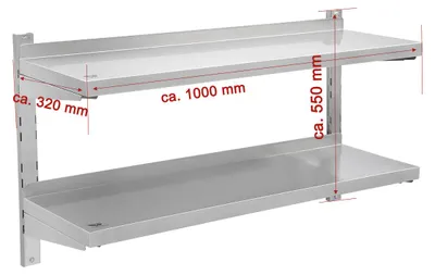 Produktbild von Beeketal Gastro Edelstahlregal Regal Wandregal BWR-5