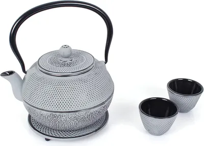 Produktbild von Eiserner Teekessel 11l mit Sieb und Untersetzer grau
