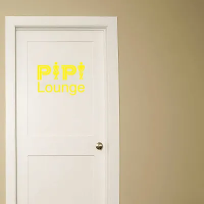 Produktbild von Wandtattoo - Wandaufkleber - Tür- Wandtattoo "Pipi Lounge" - 50cm x 36cm gelb - Dekoration Küche Wohnzimmer Wand