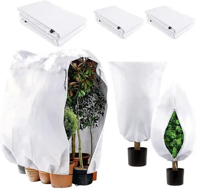 Produktbild von Unyqoos® Winterschutz-Set für Pflanzen – Überwinterungszelt 120×180 cm + 2 Schutzhauben 100×120 cm, weiches atmungsaktives Material, Frostschutz