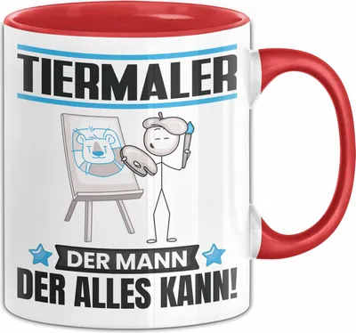Produktbild von Tiermaler Tasse Geschenk für Tiermaler Der Mann Der Alles Kann Geschenkidee zum Geburtstag (Rot)