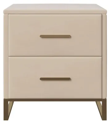 Productafbeelding van Nachtkastje - Set van 2 - 2 lades - Zonder LED-verlichting - Hout - 50 cm - Beige