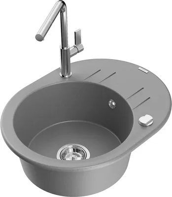 Produktbild von Mexen Kevin 1 Becken-Granitspüle mit Abtropffläche und Mischbatterie Flora, Grau - 6517-71-670401-00
