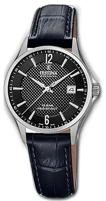 Image de Montre bracelet en cuir noir, modèle F20009/4, montre pour femmes Festina, fabrication suisse, référence D3UF20009/4