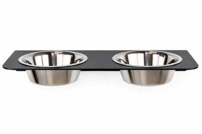 Produktbild von Wand-Futterstation für Hunde mit 2 Edelstahlnäpfen 1,5 L, Anthrazit, 56 x 25 cm