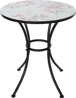 Produktbild von Gartentisch Celia Rosen Motiv in Frühlingsfarben Landhaus Stil Ø 57 x H 68 cm