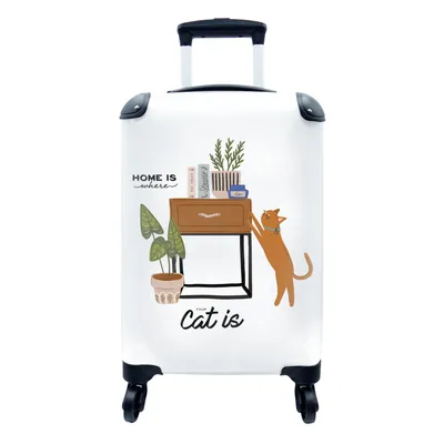 Produktbild von MuchoWow® Koffer Handgepäck Trolley Rollkoffer Kleine Reisekoffer mit 4 Rollen - Sprichwörter - Zitate - 'Zuhause ist, wo deine Katze ist' - Cabin Size < 55x40x23 cm & 55x40x20 cm - Fotokoffer - Kabinenkoffer - Boardgepäck - Reise-Box - Reisekoffer - Reisegepäck - Koffer mit Bild - Trolley für Kinder