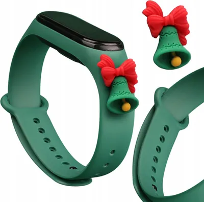 Produktbild von Ersatz-Silikonarmband Strap Xmas für Xiaomi Mi Band 4/Mi Band 3, Dunkelgrün-Bell
