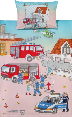 Produktbild von Erwin Müller Kinder-Bettwäsche Polizei & Feuerwehr" bunt 1x 100x135 cm + 1x 40x60 cm"
