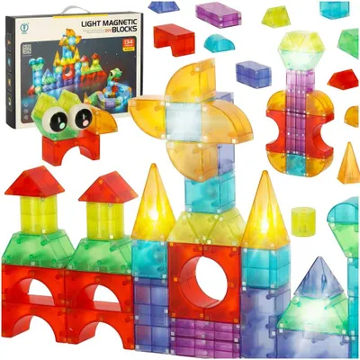 Zdjęcie produktu dla Konstrukcja 3D klocki magnetyczne LED świecące 134 el