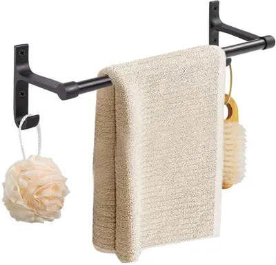 Obrázok produktu pre Nástenný kovový vešiak na uteráky, 40 cm, čierny