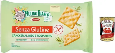 Produktbild von 6s Mulino Bianco Glutenfreie Cracker crackers mit Reis und Rosmarin, Ballaststoffquelle, frei von Palmöl, 200-g-Packung mit 6 praktischen Einzelportionen