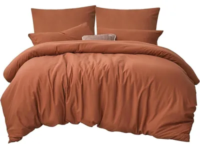 Obrázok produktu pre Sada posteľnej bielizne 220x240 cm, oranžová, 3-dielna, mikrovlákno, so zipsom