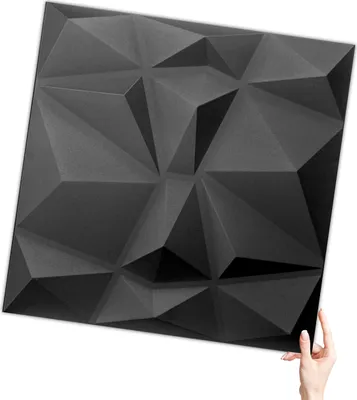 Zdjęcie produktu dla Panele ścienne 3D Kasetony - Czarne - 50x50 cm - Wysokiej jakości panele ścienne, okładziny ścienne i sufitowe Verdico | Bursztyn - 0,25m2