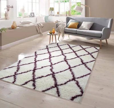 Produktbild von Shaggy Teppich in Creme Lila Größe - 200 x 290 cm