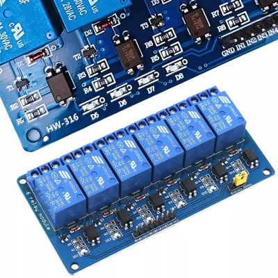 Immagine prodotto di Modulo relè a 6 canali Rosfix 12V - optoisolato, 10A, compatibile con Arduino