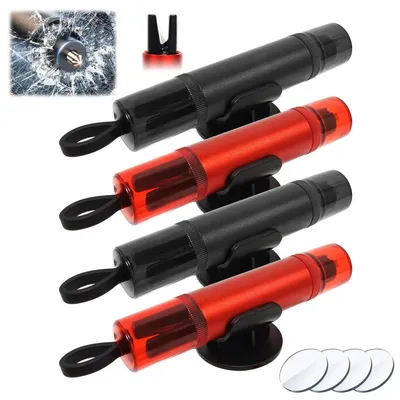 Immagine prodotto di 4 martelli di emergenza 2-in-1 per auto, con tagliacinture di sicurezza e vetrirompente in carburo di tungsteno