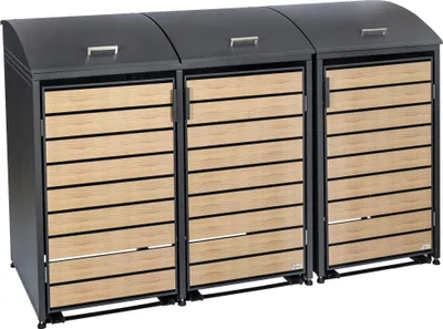 Produktbild von Zelsius Mülltonnenbox mit abgerundetem Deckel für drei 120 - 240 Liter Mülltonnen, Anthrazit RAL7016