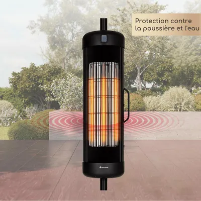 Image de Klarstein Chauffage radiant, Chauffage électrique pour terrasse, Chauffage infrarouge extérieur, Fixation au parasol de jardin, Chauffage infrarouge IP54, Chauffage électrique 2000 watts sans CO2 et à haute efficacité énergétique