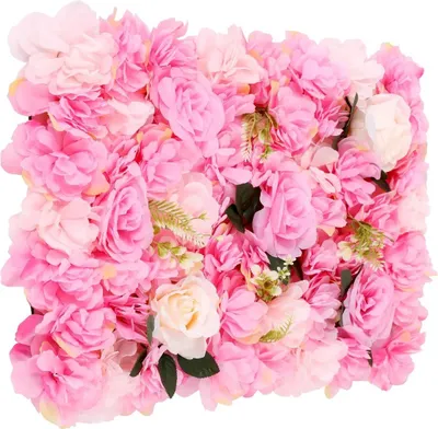 Produktbild von Kunstblumenwand - Paneel - Dahlie & Rose - Seide & Kunststoff - 60×40 cm - 12er Set - Hintergrund für Hochzeit & Party - Innen/Außen - Rosa