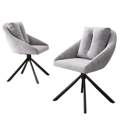 Zdjęcie produktu dla Krzesło do jadalni SWeiko aksamitne krzesło tapicerowane krzesło obrotowe, oddychająca aksamitna tkanina, ergonomiczna konstrukcja, 2 sztuki, szary