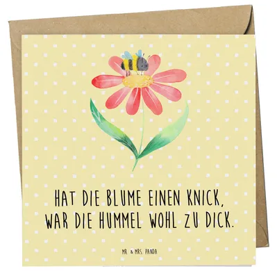 Produktbild von Mr. & Mrs. Panda Grußkarte Hummel Blume - Gelb Pastell - Geschenk, doppelkarte, Natur, Gute Laune, Wespe, Klappkarte, Biene, faltkarte, anlasskarte, Glückwunschkarte