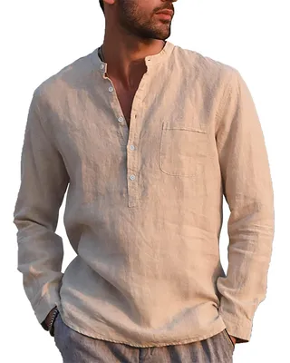Produktbild von Heren Henley-Hemd mit langen Ärmeln, lässig
