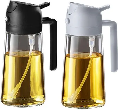 Image de Accessoire de cuisine 2 en 1 de 470 ml pour l'huile et la salade, lot de 2 (noir et gris)
