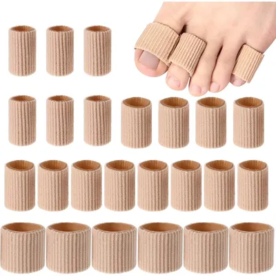 Produktbild von 24er Set Zehenschützer Gel für Hühneraugen & Blasen, Hautfarbe, Verschiedene Größen, Weiche Zehenkappen für Damen & Herren