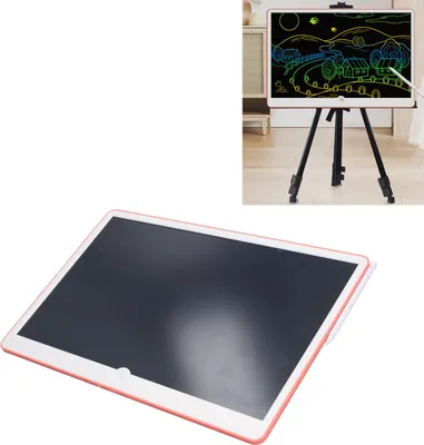 Zdjęcie produktu dla Tablet do pisania LCD, wymazywalny, duży ekran, przenośna elektroniczna tablica do rysowania, kolorowe rysiki z długopisem dla dziewczynek, chłopców, różowo-biały