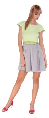 Produktbild von Damen Kleid A-Linie Mini Kleid mit Raffungen; Pistazie