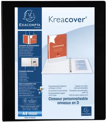 Produktbild von Ringbuch festes PP A4 Überbreite Schwarz Exacompta Kreacover
