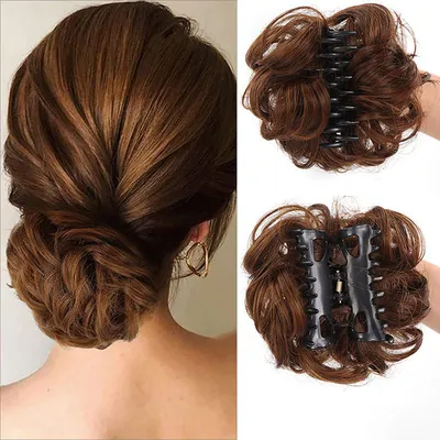 Produktbild von Dutt Haarteil Messy Bun Haarteile mit Klammer für Damen Mädchen Pferdeschwanz, Hellbraun
