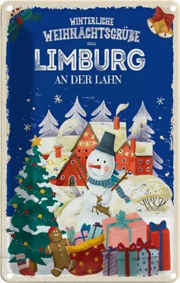 Produktbild von vianmo Blechschild 30x20 cm Weihnachtsgrüße LIMBURG AN DER LAHN Weihnachten
