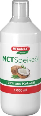Image de MEGAMAX Nutrition Huile comestible MCT Triglycérides à chaîne moyenne, 1000 ml d'huile