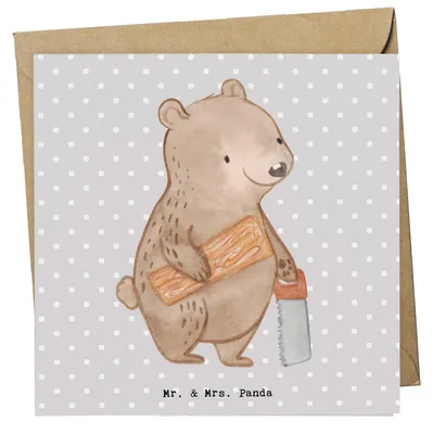 Produktbild von Mr. & Mrs. Panda Klappkarte Schreiner Herz - Grau Pastell - Geschenk, Grußkarte, Glückwunschkarte, anlasskarte, faltkarte, doppelkarte