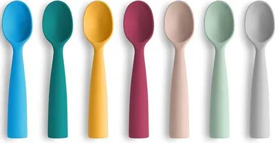 Immagine prodotto di Set di cucchiaini morbidi per neonati, 7 pezzi, senza BPA, in silicone, per bambini piccoli
