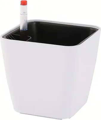 Obrázok produktu pre 14 cm samozavlažovacie štvorcové kvetináče pre izbové a vonkajšie rastliny, samozavlažovacie kvetináče s indikátorom hladiny vody (biele)