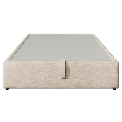 Produktbild von Flieks Polsterbett 140x200cm ohne Kopfteil, Doppelbett Jugendbett mit USB & Type-C, Hydraulisches Bett Boxspringbett mit Ablagetasche, Baumwolle Beige