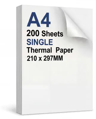 Imagen del producto de Papel térmico A4, 200 hojas individuales, de secado rápido, para impresoras