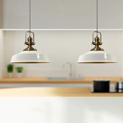 Produktbild von Asletl Pendelleuchte Esstisch 2 Flammig Metall 41 cm, Hängelampe Esstisch Wohnzimmer, Hängelampe Industrial Vintage, Küchenlampe Vintage - Weiß