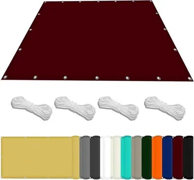 Image de Parasol de jardin - Protection contre le soleil - Polyester imperméable - 2,4 x 2,6 m - Couleur bordeaux