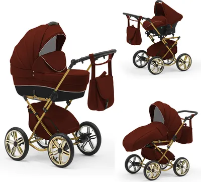 Produktbild von Klassischer Kinderwagen Sorento Gold 4 in 1 inkl. Sportsitz und Autositz in 19 Farben