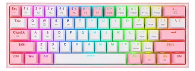 Produktbild von REDRAGON K616 Fizz Pro white/pink, Verkabelt & Kabellos, USB + RF Wireless + Bluetooth, Mechanischer Switch, Pink, Weiß