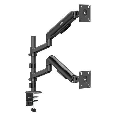 Imagen del producto de Soporte/Sistema de montaje para 2 monitores Ergo Office, con resorte a gas, para pantallas de 17" a 32", con peso de 1 a 10 kg, color  mate, modelo ER-692 B