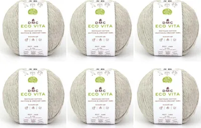 Image de 6 pelotes de DMC Eco Vita – fil composé à 80 % de coton recyclé et à 20 % de fibres recyclées, 388 (couleur 103)