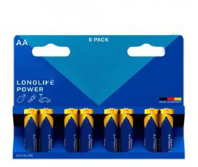 Produktbild von Glowster Packung mit 8 AA-Batterien, Ø 14,5 x 50,5 mm