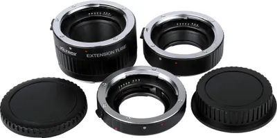 Obrázek produktu pro Sada prodlužovacích kroužků Viltrox DG-G s automatickým ostřením AF TTL, průměry 12 mm, 20 mm a 36 mm, kovové provedení, s krytky, kompatibilní s objektivy Canon EF a EF-S 35mm pro digitální zrcadlovky