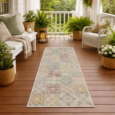 Image de QLS Tapis de cuisine 60 x 140 cm Beige Tapis Imperméable Facile d'entretien Balcon Terrasse 11419
